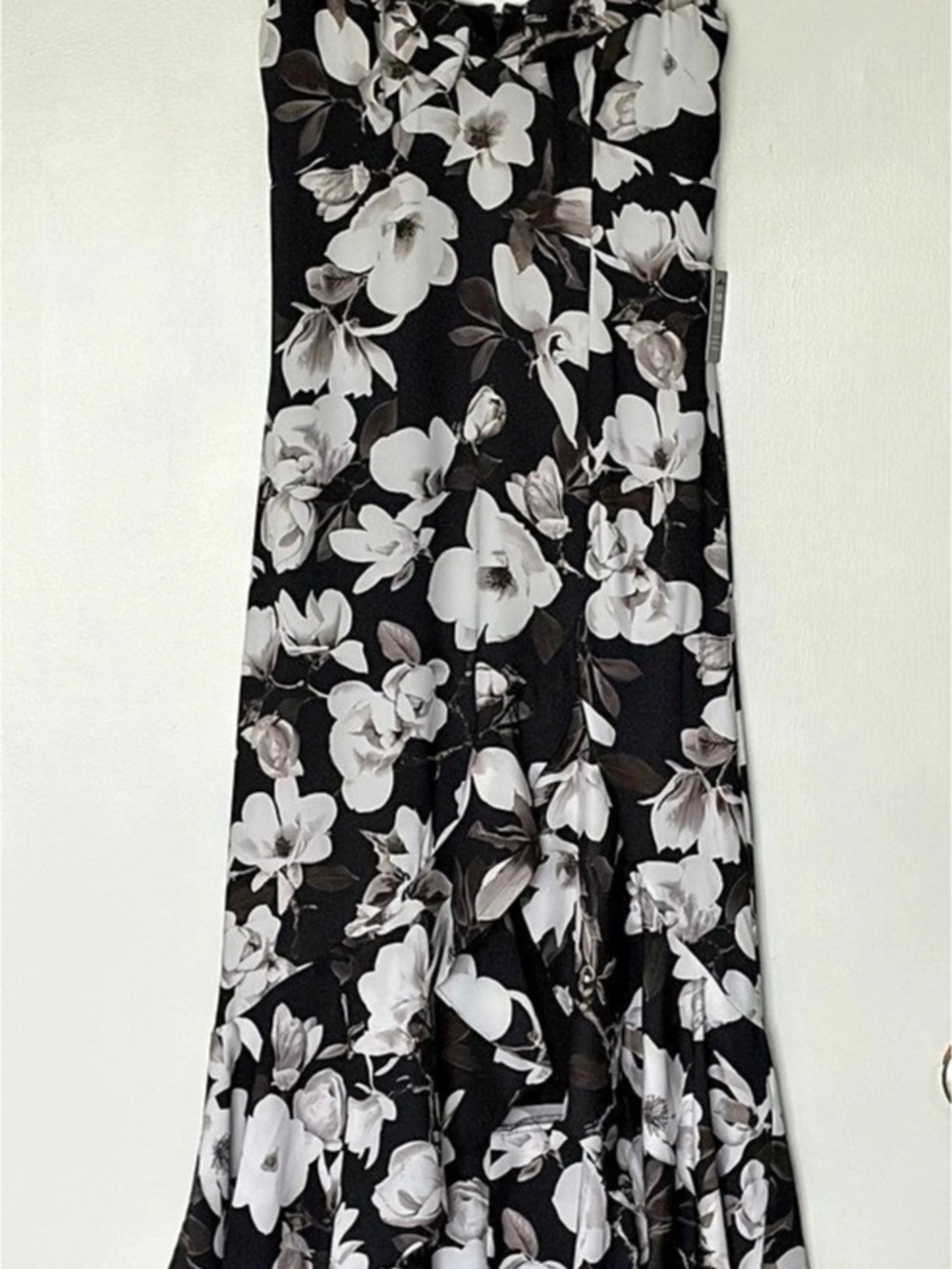 Express Floral Mesh Scoop Neck Ruffle High-Low Maxi Dress Floral Maxi Dress in